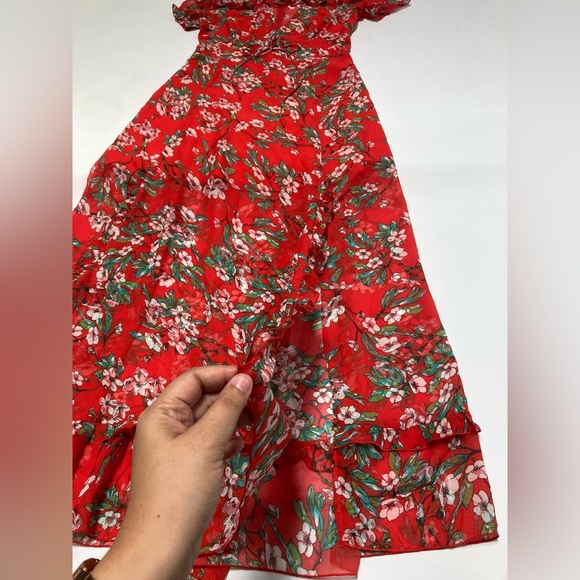 Sugar Lips Red Floral Chiffon Maxi Dress - Picture 3 of 5